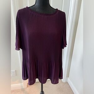 Ann Taylor Deep Purple Pleated Blouse